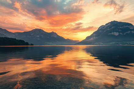 Beautiful summer sunset over tranqui, a Photo by Iftikhar Alam