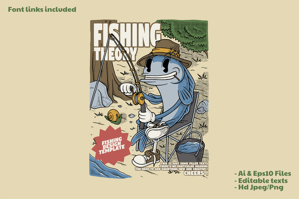 retro fish fishing in the nature, a Branding & Logo Template by Judsart (Photo 1 of 3)