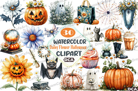 Daisy Flower & Halloween Clipart