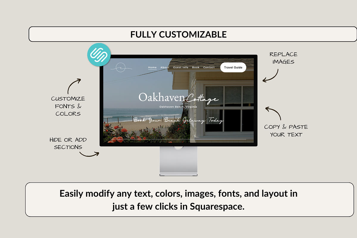 Beach Airbnb Squarespace Website, a Squarespace Template by Preset Pixels (Photo 2 of 6)