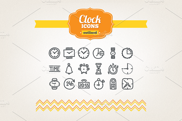 Hand drawn clock icons preview 2