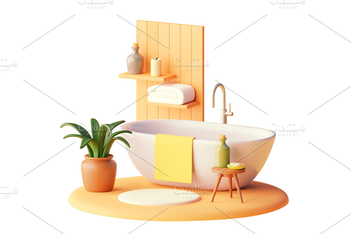Vector bathroom with bathtub, an Object Graphic by tele52