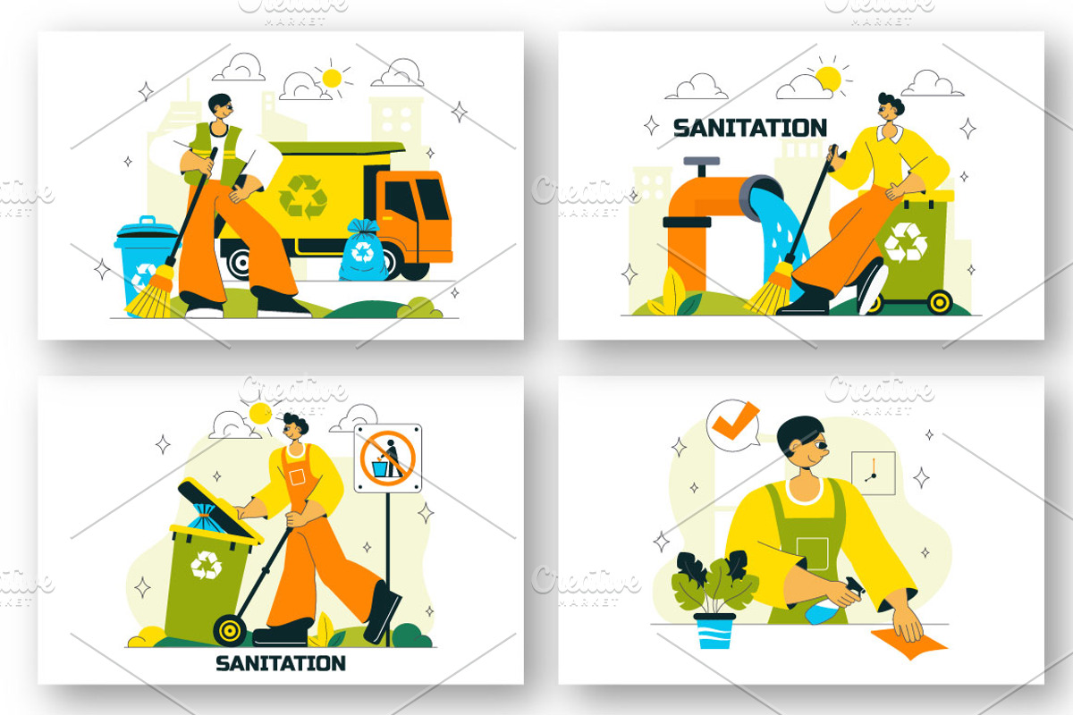 10 Sanitation Vector Illustration, a Person Illustration by denayunebgt (Photo 3 of 4)