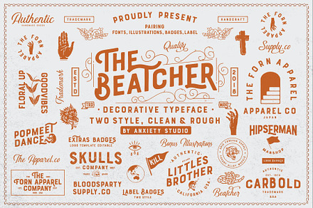 The Beatcher Typeface (Extras), a Serif Font by Anxiety Studio