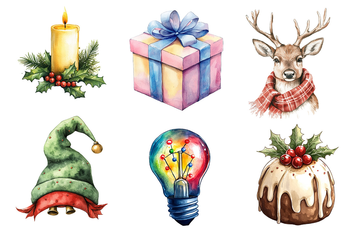 Christmas Doodle Sublimation Clipart, an Illustration by Dream Creation (Photo 4 of 6)