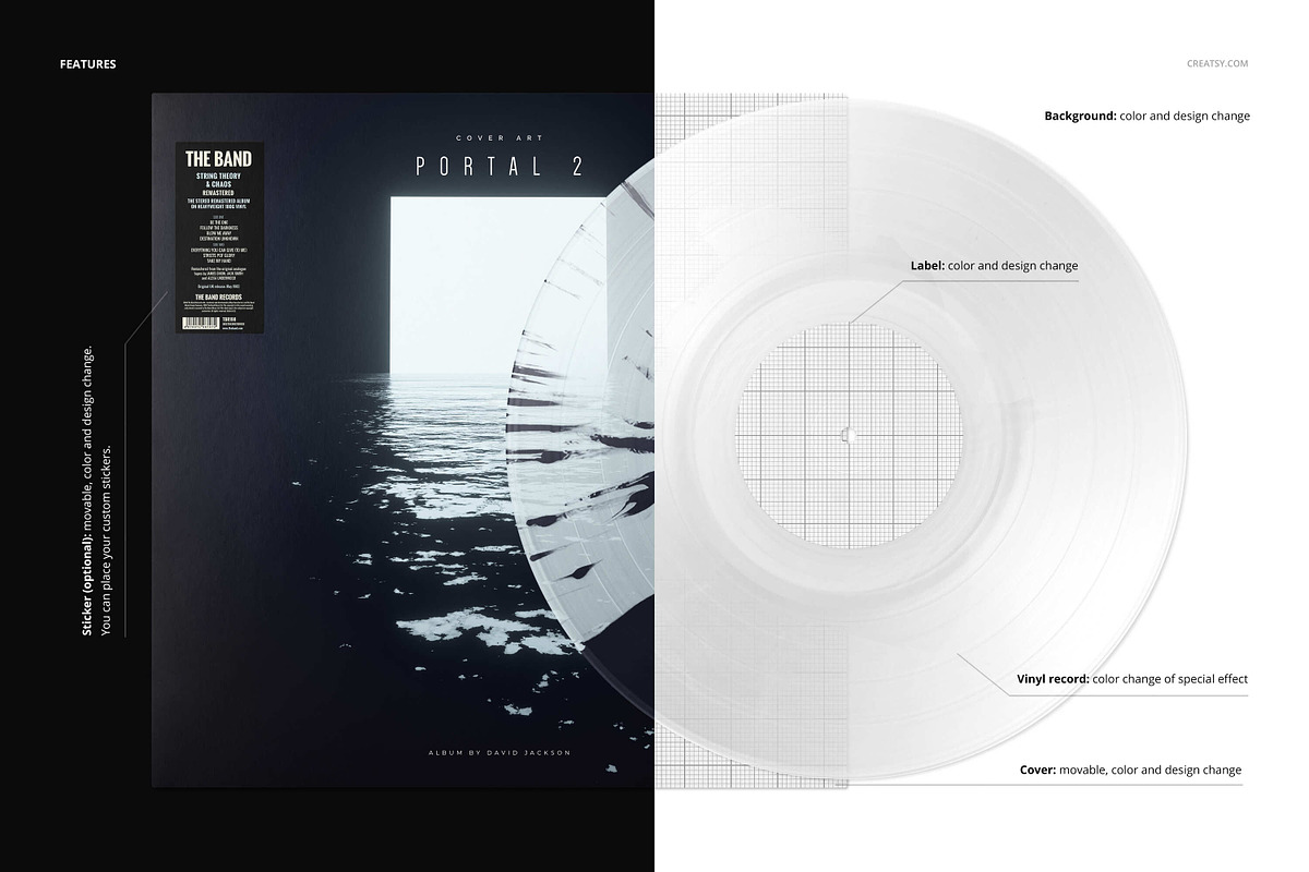 Split Splatter Vinyl Record Mockup, a Merchandise Mockup by creatsy5