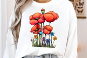 Spring Meadow Poppies Clipart, an Illustration by GatewayDesign (Thumbnail 10 of 10)