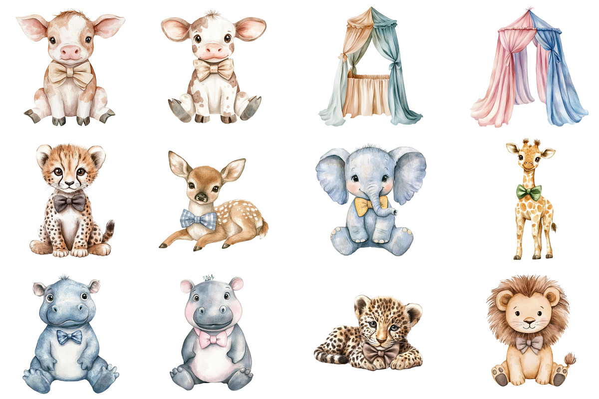 Safari Nursery Watercolor Clipart, an Illustration by CitraGraphics (Photo 2 of 5)