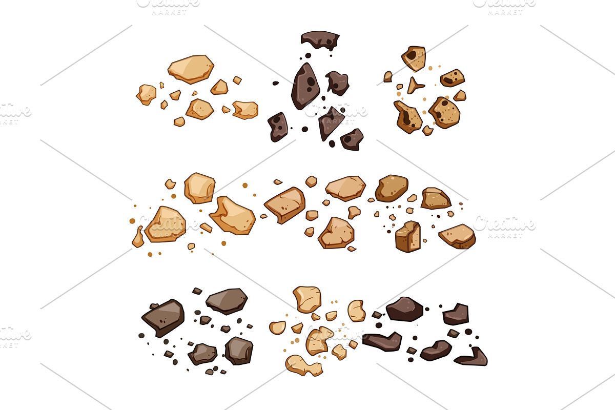 Delicious cookie crumbs scattering, an Illustration by pikepicture