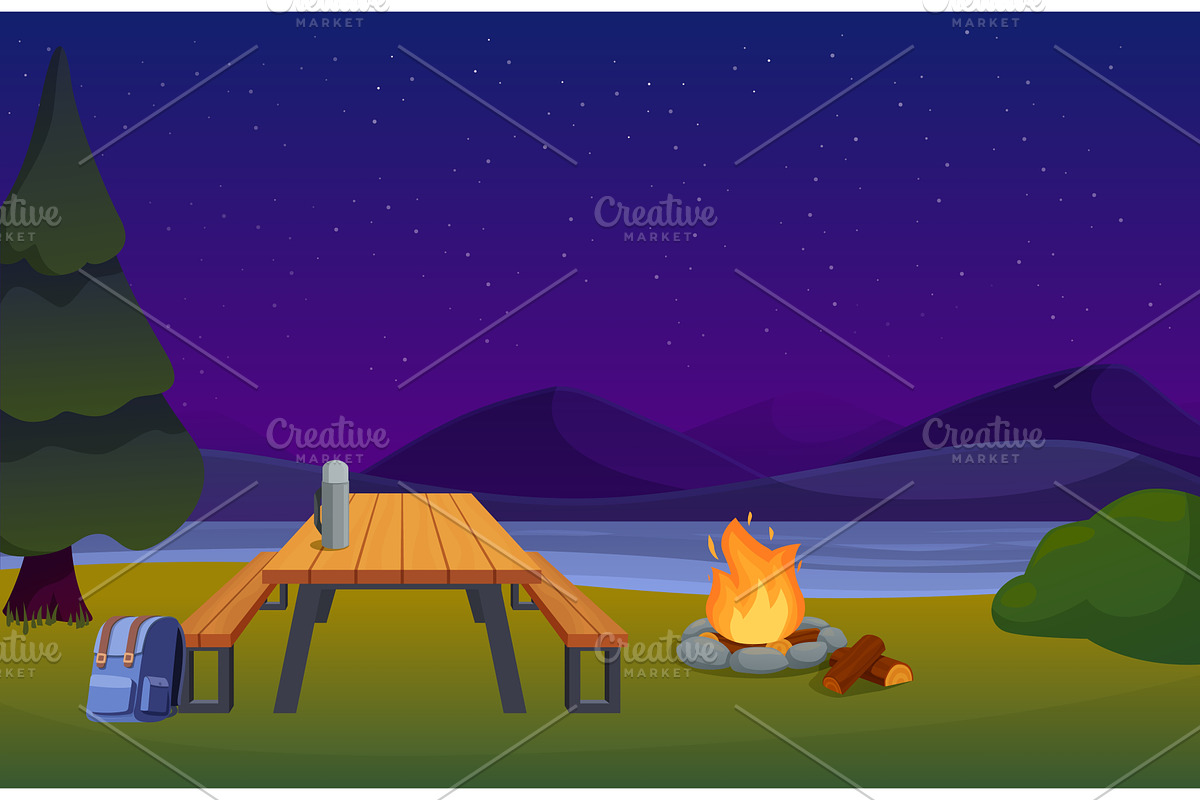 Overnight stop along way. Picnic, an Illustration by Valerie Bodnar