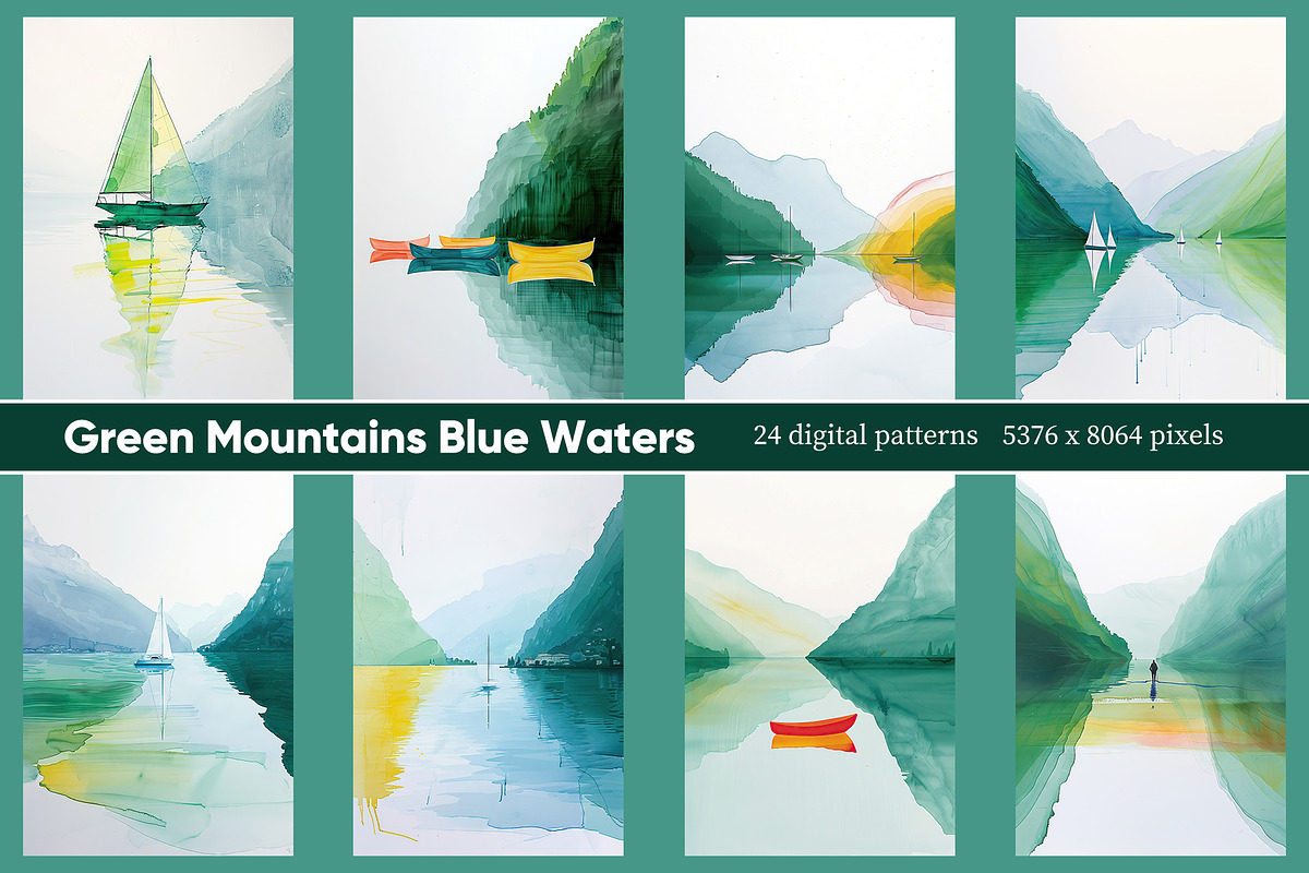 Green Mountains Illustrations, a Decorative Illustration by Housui Patterns (Photo 2 of 6)