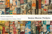 Retro Movie Tickets Digital Papers, a Background Graphic by BonaDesigns (Thumbnail 1 of 5)