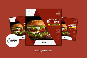 Burger Fast Food Canva Template, a Design Template by MK Creatives