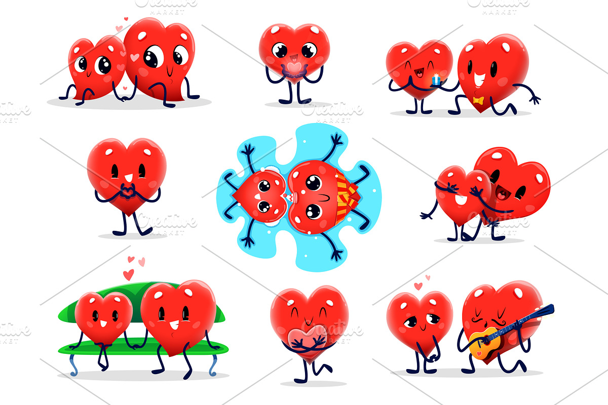 Cartoon cute loving hearts, a Seasonal Illustration by Vector Tradition