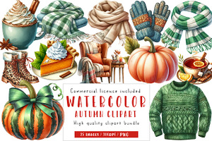 Watercolor Autumn Clipart, an Illustration by CreationArt