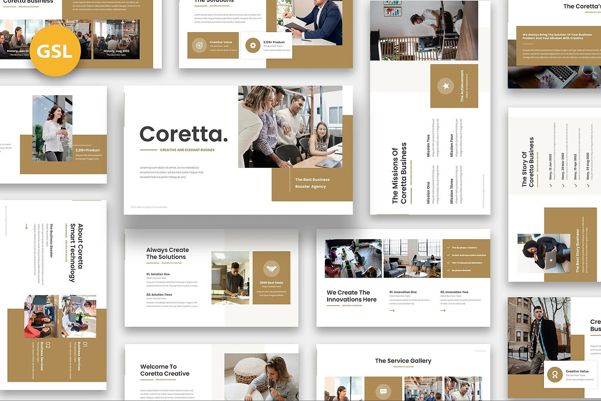Coretta - Creative Elegant GSlides, a Presentation Template by Fit-tee (Photo 1 of 6)
