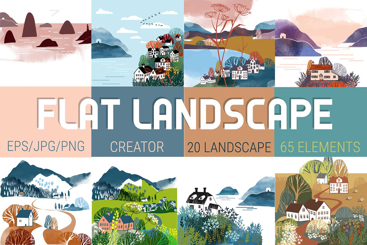 Flat landscape creator, a Seasonal Illustration by Tatiana Davidova (Photo 1 of 5)