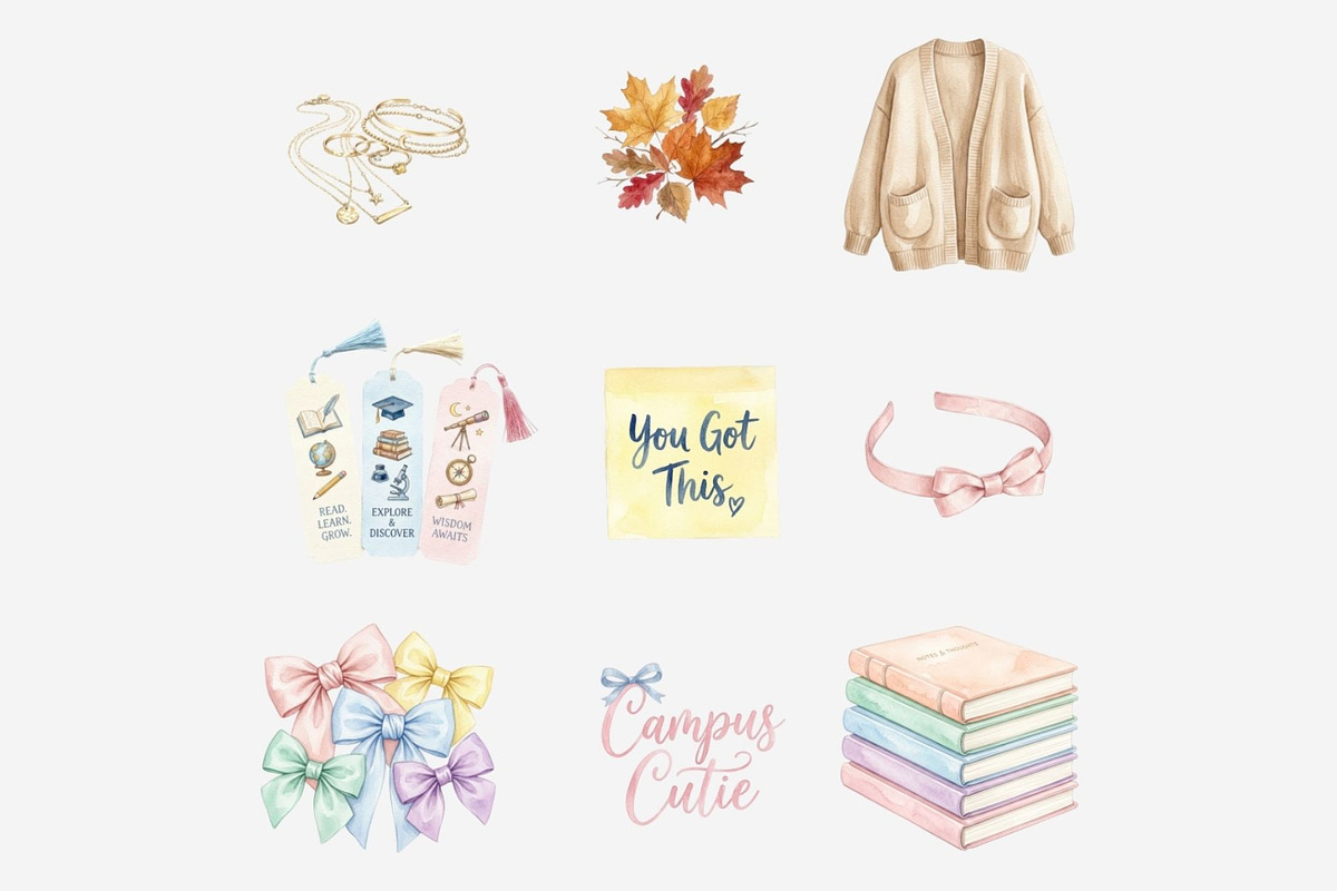 Back to School Aesthetic Clipart, a Seasonal Illustration by Tanya Kart (Photo 7 of 15)