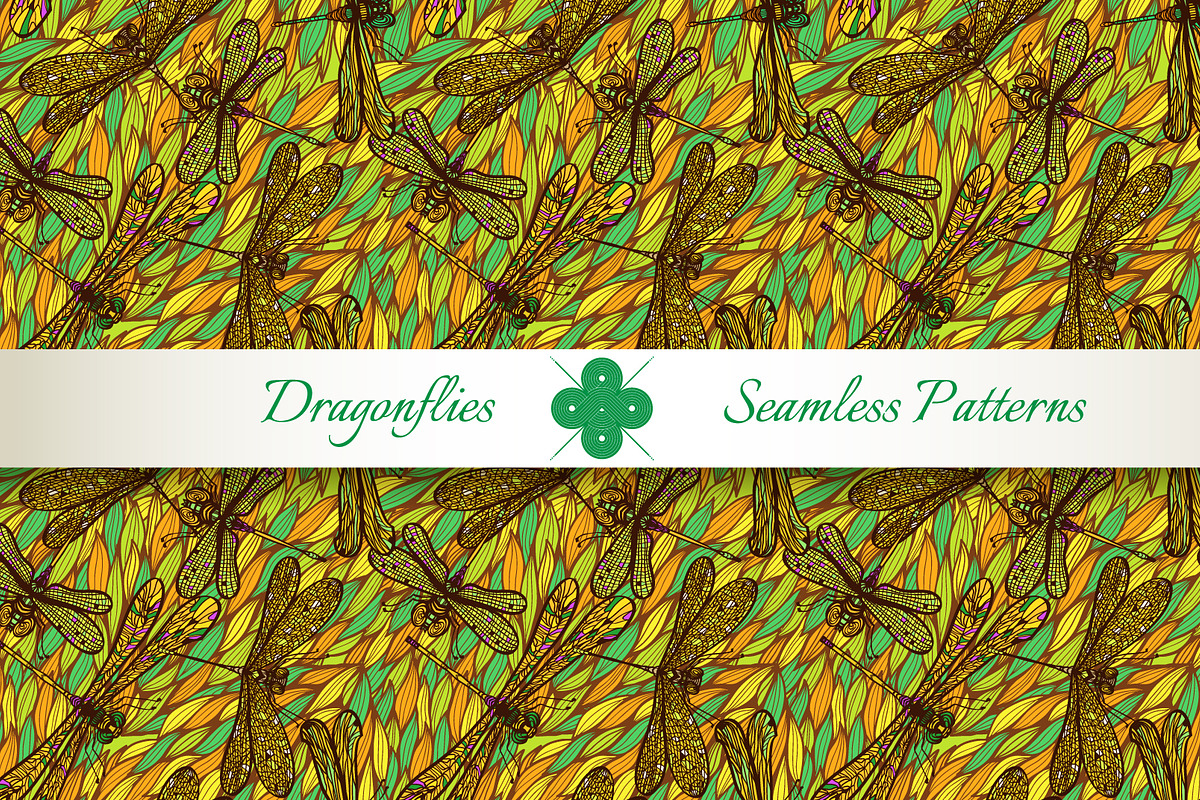Dragonflies seamless patterns, a Pattern Graphic by Patternalized (Photo 3 of 5)