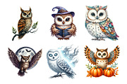 Watercolor Spooky Owls Clipart, an Illustration by Daily.Designs (Thumbnail 4 of 5)