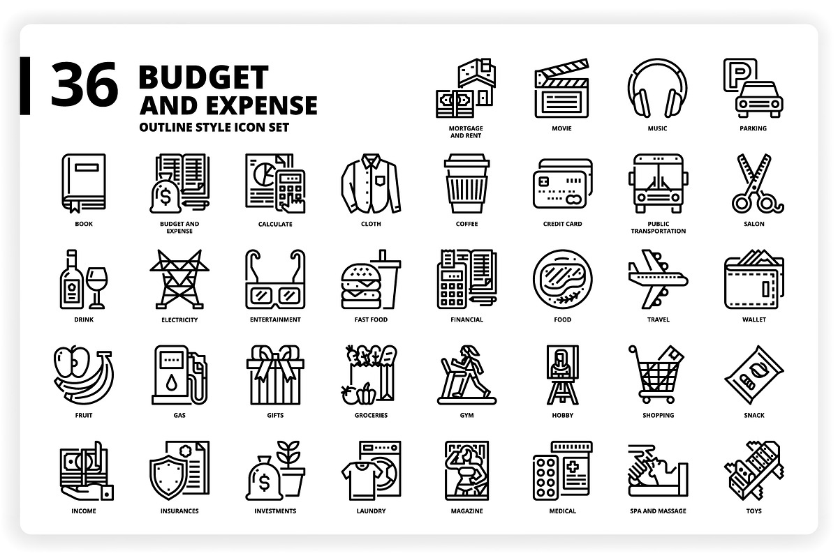 3,600 Icons x3 Styles, an Outline Icon by monkik (Photo 46 of 299)