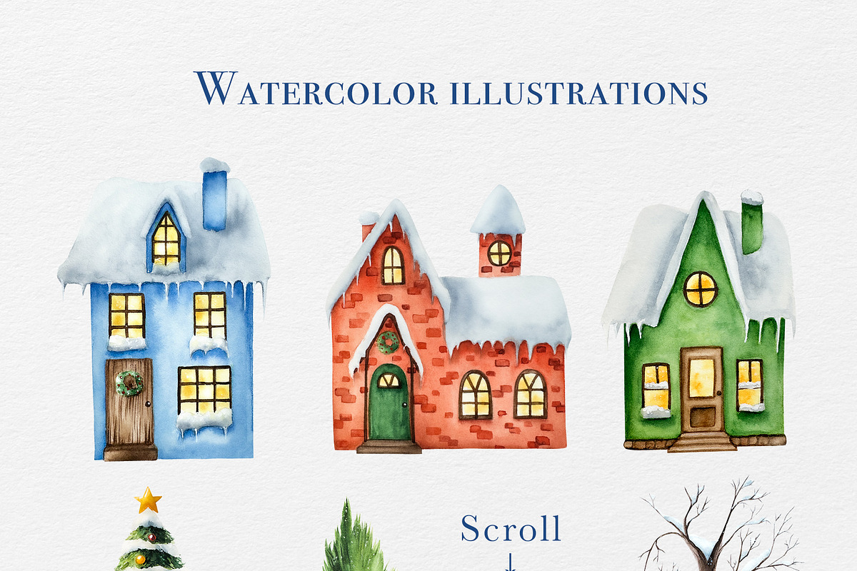 Watercolor Winter Penguin Village, an Illustration by Navenzeles (Photo 8 of 11)