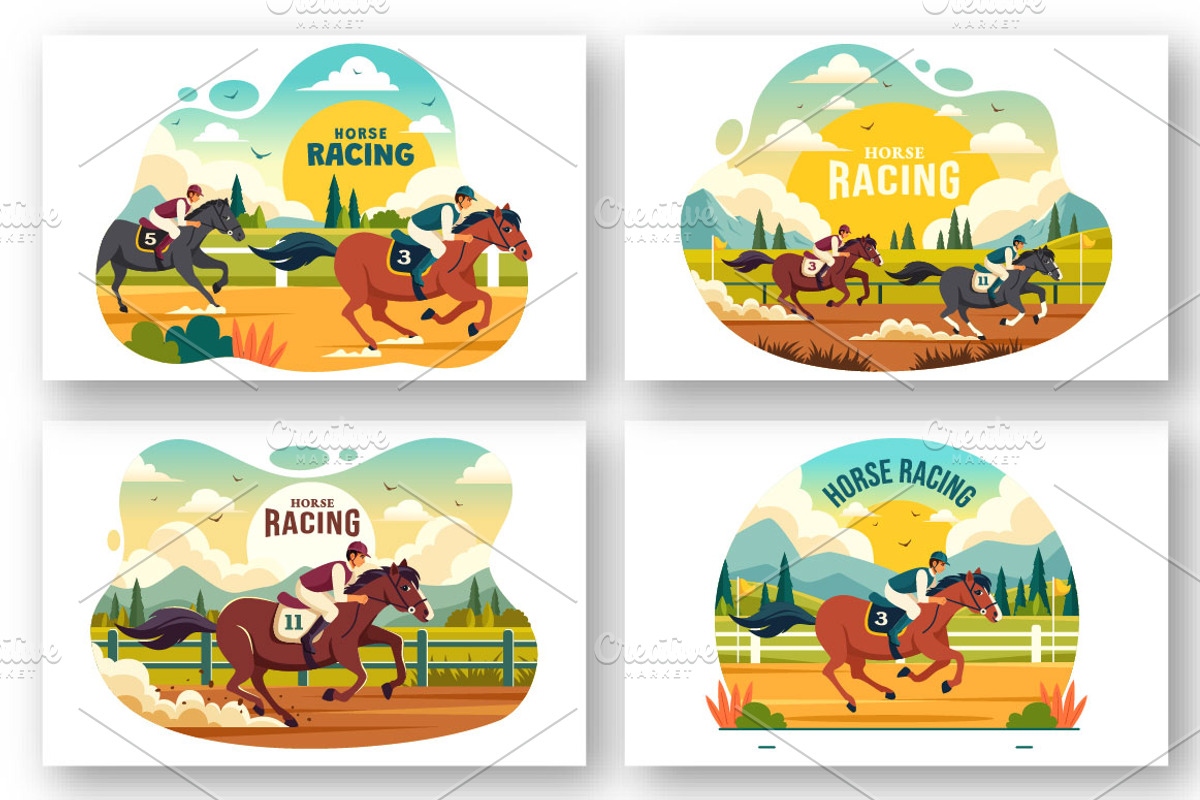 9 Horse Racing Illustration, a Sport Illustration by denayunebgt (Photo 2 of 3)