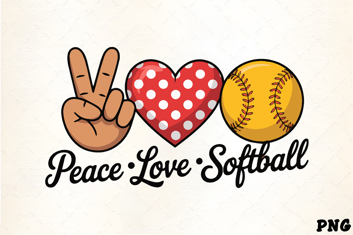 Peace love softball cute design grap, an Illustration by CrexoraLab (Photo 1 of 4)