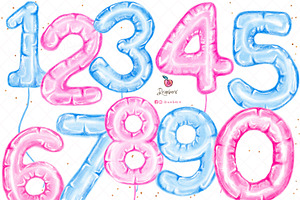 Number Balloons Png Watercolor 161