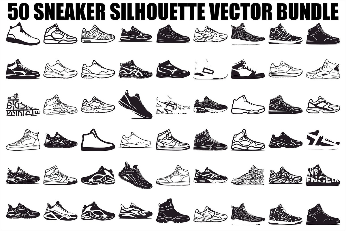 Sneaker Silhouette Vector Bundle, an Illustration by Designs_River (Photo 1 of 48)