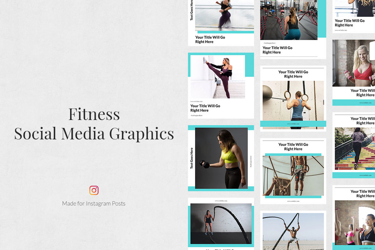 Fitness Instagram Posts, a Social Media Template by Social Corner Graphics (Photo 1 of 8)
