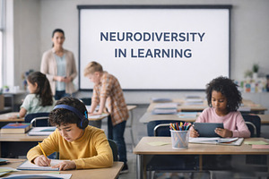 Neurodiversity in learning classroom scene with diverse students, a Photo by Dvoevnore photos