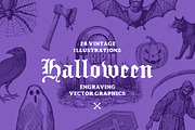 Vintage Halloween Illustrations, a Seasonal Illustration by Graphic Goods (Thumbnail 1 of 12)