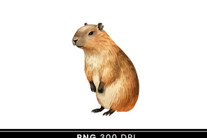 Watercolor Capybara Clipart Bundle