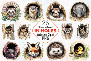 Funny Animals in Hole Clipart, an Illustration by RobertsArt