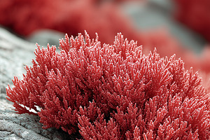 Close up of vibrant red coral, a Nature Photo by MistyDay