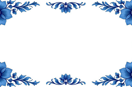 Classic Blue Floral Frame With Text, a Photo by LOGOCREATIVE