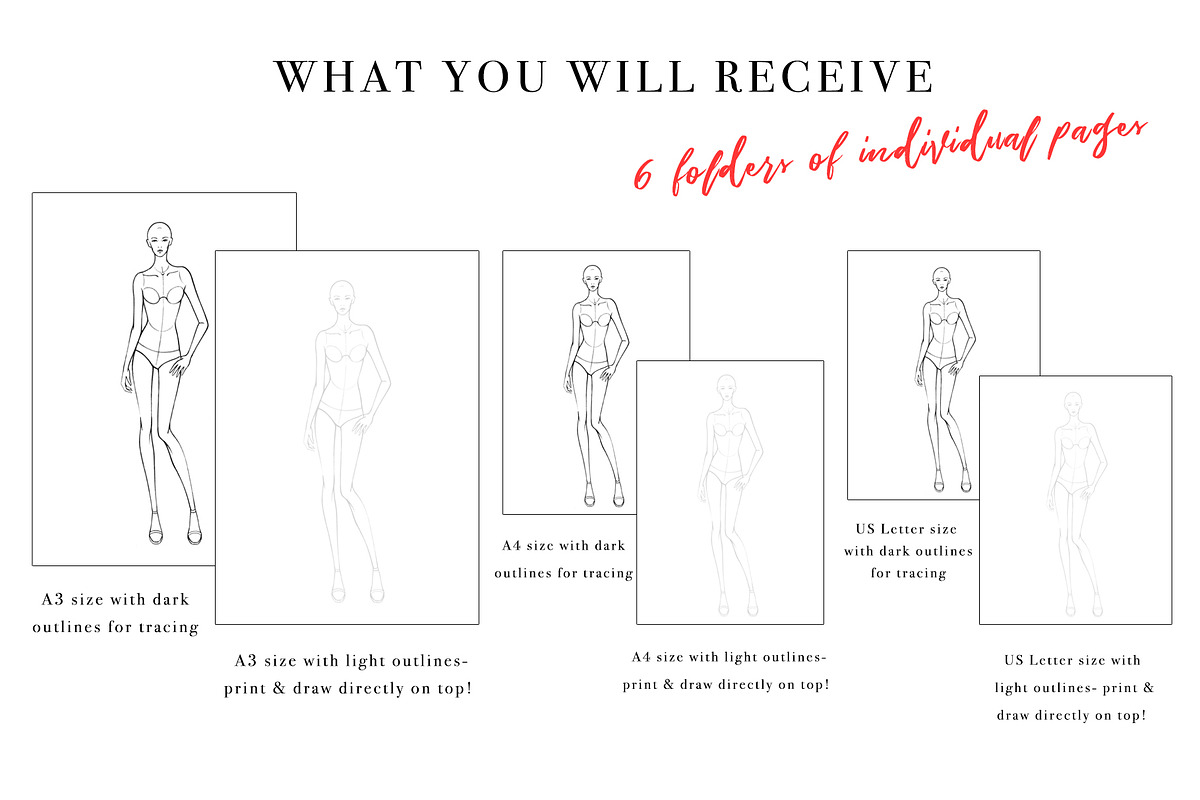 Frontal Fashion Croquis Pack, an Illustration by Art by Lin