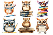 School Clipart School Owl Clipart, an Illustration by SinaCreation (Thumbnail 3 of 5)