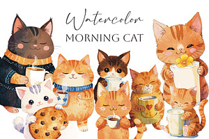 Watercolor Morning Cat. AI