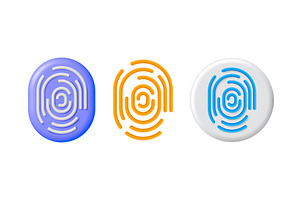 Three set of 3d fingerprint icons, a Technology Illustration by Abscent