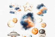 Watercolor space clipart bundle, an Education Illustration by Invite to Clipart (Thumbnail 3 of 4)
