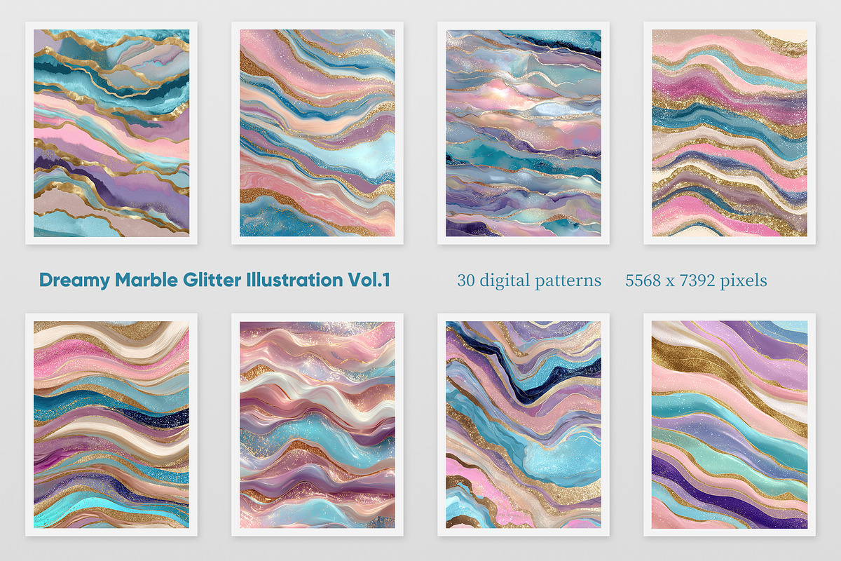 Dreamy Marble Glitter Illustration 1, a Decorative Illustration by Housui Patterns (Photo 3 of 9)