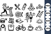 Healthy Lifestyle Icon Set, an Illustration by designvectx (Thumbnail 1 of 3)