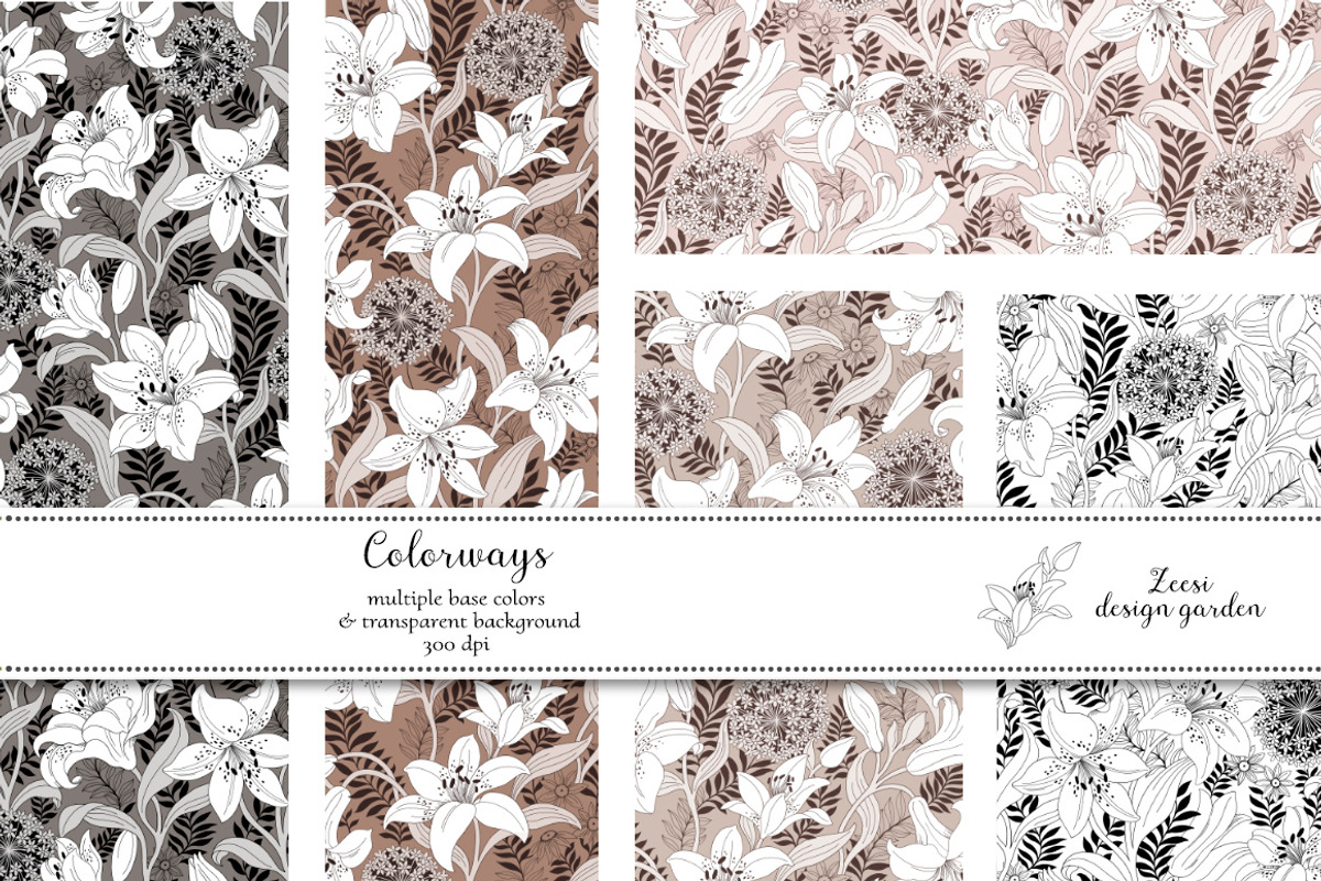 Ivory Lilies Pattern & Motifs, a Pattern Graphic by Zeesi Design Garden (Photo 7 of 11)