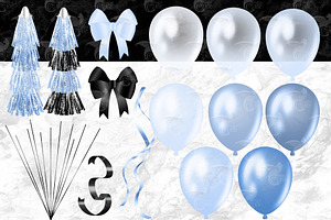 Blue And Black Balloons Clipart