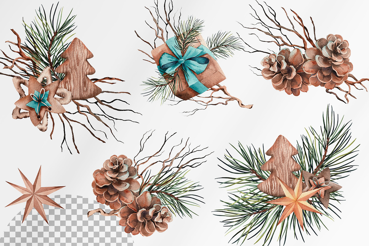Christmas Pine Branches & Wood Decor, a Decorative Illustration by Jeanna Draw (Photo 8 of 15)
