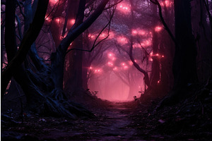 Enchanting Pink Night Forest