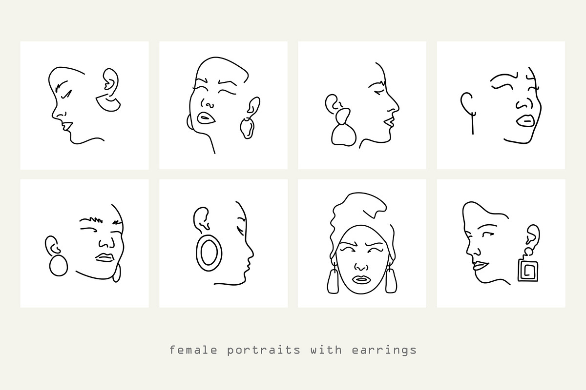Line - female portraits & patterns, a Pattern Graphic by Pretty Meerkat (Photo 4 of 11)