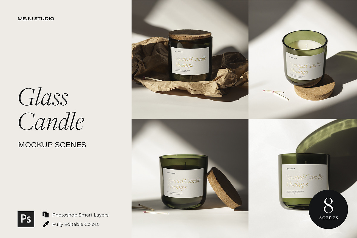 Glass Candle Mockup, a Packaging Mockup by Wildfield Studio (Photo 1 of 7)
